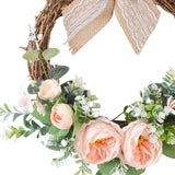 Maxbell Door Wreath Wall Hanging Artificial Flower Wreath for Indoor Outdoor Party Pink