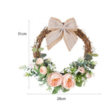 Maxbell Door Wreath Wall Hanging Artificial Flower Wreath for Indoor Outdoor Party Pink