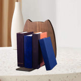 Maxbell Wooden Bookends Decorative Bookends for Shelves for Home Children Classmates Dark Walnut