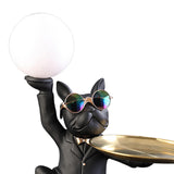 Maxbell Dog Statue Butler with Tray Night Light for Countertop Entrance Festivals Black