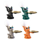 Maxbell Dog Statue Butler with Tray Night Light for Countertop Entrance Festivals Black