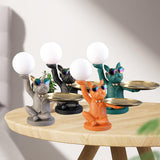 Maxbell Dog Statue Butler with Tray Night Light for Countertop Entrance Festivals Black