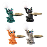 Maxbell Dog Statue Butler with Tray Night Light for Countertop Entrance Festivals Black