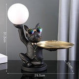 Maxbell Dog Statue Butler with Tray Night Light for Countertop Entrance Festivals Black