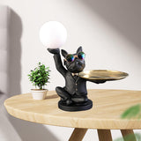 Maxbell Dog Statue Butler with Tray Night Light for Countertop Entrance Festivals Black