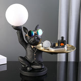 Maxbell Dog Statue Butler with Tray Night Light for Countertop Entrance Festivals Black