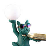 Maxbell Dog Statue Butler with Tray Night Light for Countertop Entrance Festivals Green