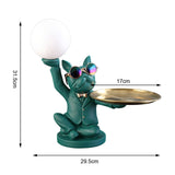 Maxbell Dog Statue Butler with Tray Night Light for Countertop Entrance Festivals Green