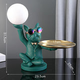 Maxbell Dog Statue Butler with Tray Night Light for Countertop Entrance Festivals Green