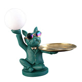 Maxbell Dog Statue Butler with Tray Night Light for Countertop Entrance Festivals Green