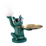 Maxbell Dog Statue Butler with Tray Night Light for Countertop Entrance Festivals Green