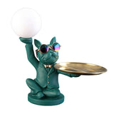 Maxbell Dog Statue Butler with Tray Night Light for Countertop Entrance Festivals Green