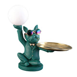 Maxbell Dog Statue Butler with Tray Night Light for Countertop Entrance Festivals Green