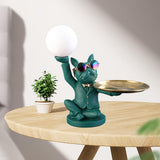 Maxbell Dog Statue Butler with Tray Night Light for Countertop Entrance Festivals Green