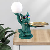 Maxbell Dog Statue Butler with Tray Night Light for Countertop Entrance Festivals Green