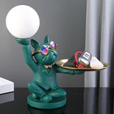 Maxbell Dog Statue Butler with Tray Night Light for Countertop Entrance Festivals Green