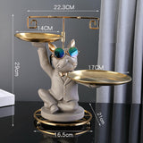 Maxbell Bulldog Statue Tray for Jewelry Lipsticks Cosmetics Table Centerpiece Beige