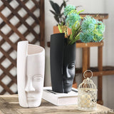 Maxbell Ceramic Flower Vase Flower Pot Organizer Modern Living Room Homes Face Vase Black