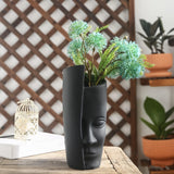 Maxbell Ceramic Flower Vase Flower Pot Organizer Modern Living Room Homes Face Vase Black