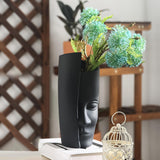 Maxbell Ceramic Flower Vase Flower Pot Organizer Modern Living Room Homes Face Vase Black