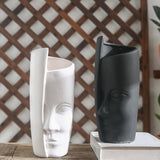 Maxbell Ceramic Flower Vase Flower Pot Organizer Modern Living Room Homes Face Vase Black