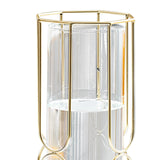 Maxbell Flower Vase Glass Tube Vase with Metal Rack Stand Desktop Flower Vase Decor Polygon 23.5x10.5cm