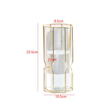 Maxbell Flower Vase Glass Tube Vase with Metal Rack Stand Desktop Flower Vase Decor Polygon 23.5x10.5cm