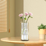 Maxbell Flower Vase Glass Tube Vase with Metal Rack Stand Desktop Flower Vase Decor Polygon 23.5x10.5cm