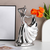 Maxbell Home Decor Showpieces Female Dancing Sculpture for Anniversary Gifts Bedroom Argent