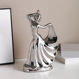 Maxbell Home Decor Showpieces Female Dancing Sculpture for Anniversary Gifts Bedroom Argent