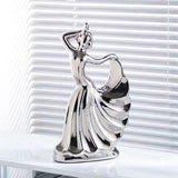 Maxbell Home Decor Showpieces Female Dancing Sculpture for Anniversary Gifts Bedroom Argent