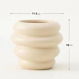 Maxbell Makeup Brush Holder Decors Planter Table Centerpieces Ceramic Flower Vase Beige 11.5x10cm