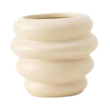 Maxbell Makeup Brush Holder Decors Planter Table Centerpieces Ceramic Flower Vase Beige 11.5x10cm