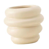 Maxbell Makeup Brush Holder Decors Planter Table Centerpieces Ceramic Flower Vase Beige 11.5x10cm