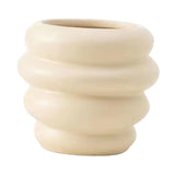 Maxbell Makeup Brush Holder Decors Planter Table Centerpieces Ceramic Flower Vase Beige 11.5x10cm