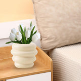 Maxbell Makeup Brush Holder Decors Planter Table Centerpieces Ceramic Flower Vase Beige 11.5x10cm