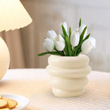 Maxbell Makeup Brush Holder Decors Planter Table Centerpieces Ceramic Flower Vase Beige 11.5x10cm