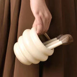 Maxbell Makeup Brush Holder Decors Planter Table Centerpieces Ceramic Flower Vase Beige 11.5x10cm