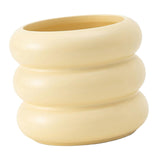 Maxbell Makeup Brush Holder Decors Planter Table Centerpieces Ceramic Flower Vase Beige 11x12cm