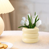 Maxbell Makeup Brush Holder Decors Planter Table Centerpieces Ceramic Flower Vase Beige 11x12cm