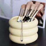 Maxbell Makeup Brush Holder Decors Planter Table Centerpieces Ceramic Flower Vase Beige 11x12cm