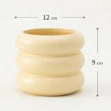 Maxbell Makeup Brush Holder Decors Planter Table Centerpieces Ceramic Flower Vase Beige 11x12cm