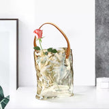 Maxbell Plant Terrarium Dried Flowers Holder Ornaments Minimalist Glass Flower Vase Yelllow 20x24x19cm