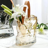 Maxbell Plant Terrarium Dried Flowers Holder Ornaments Minimalist Glass Flower Vase Yelllow 20x24x19cm
