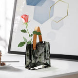Maxbell Plant Terrarium Dried Flowers Holder Ornaments Minimalist Glass Flower Vase Gray 15.5x16x13cm