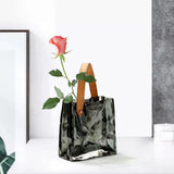 Maxbell Plant Terrarium Dried Flowers Holder Ornaments Minimalist Glass Flower Vase Gray 15.5x16x13cm