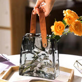 Maxbell Plant Terrarium Dried Flowers Holder Ornaments Minimalist Glass Flower Vase Gray 15.5x16x13cm