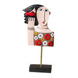 Maxbell Abstract Human Statue Resin Face Figurine Sculpture for Bookcase Table Decor Women Circle