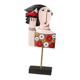 Maxbell Abstract Human Statue Resin Face Figurine Sculpture for Bookcase Table Decor Women Circle