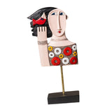 Maxbell Abstract Human Statue Resin Face Figurine Sculpture for Bookcase Table Decor Women Circle